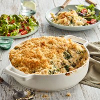 Chicken and Spinach Pasta Bake with Parmesan Crumbs